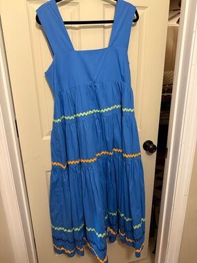 Anthropologie Blue Tiered Ric Rac Dress